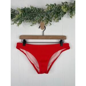 Shade & Shore Ribbed Cheeky Bikini Bottoms Large Bright Coral